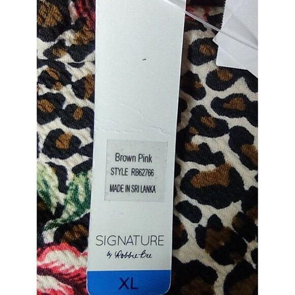 Signature by Robbie Bee Leopard and Roses Print Knee Length Dress Size XL NWT - Picture 9 of 12